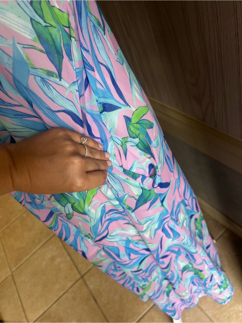 Peach Love California Pink Tropical Maxi Cover-Up Dress - Picture 4 of 8